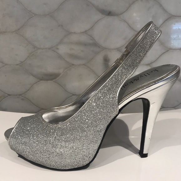 Kelly & Katie Silver Sparkle peep-toe heels - Picture 3 of 10